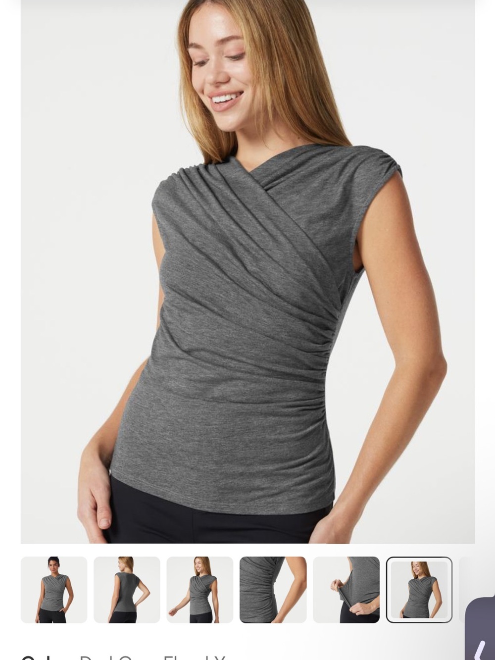 Ruched Grey Cap-Sleeve Women’s Top - NWT sm 4-6